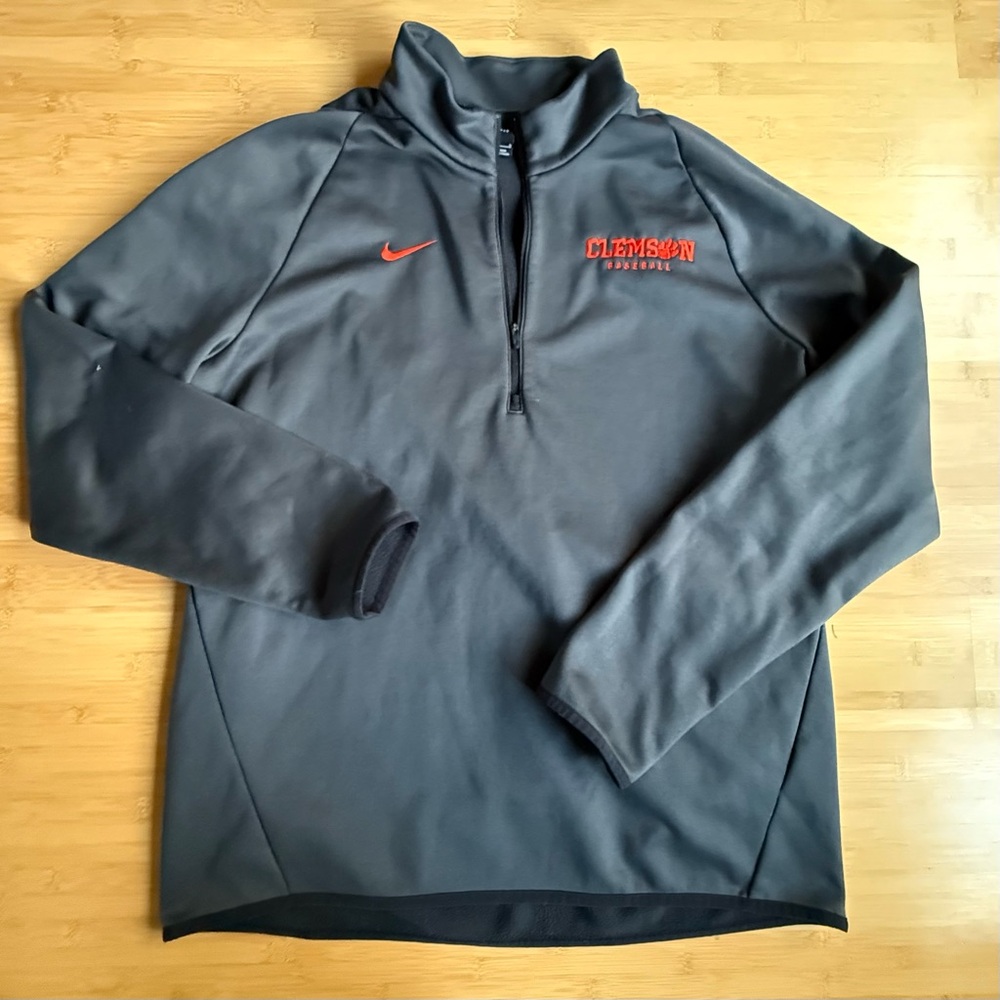 🧡CLEMSON NIKE Dri Fit half-zip grey jacket - L